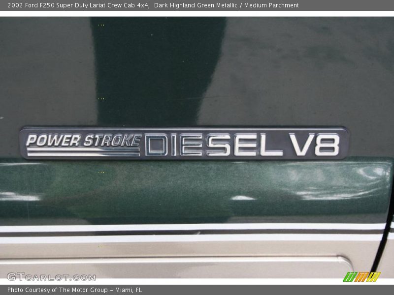 Dark Highland Green Metallic / Medium Parchment 2002 Ford F250 Super Duty Lariat Crew Cab 4x4