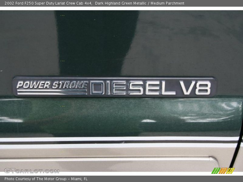 Dark Highland Green Metallic / Medium Parchment 2002 Ford F250 Super Duty Lariat Crew Cab 4x4