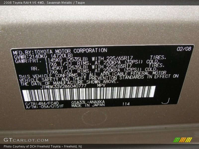 Savannah Metallic / Taupe 2008 Toyota RAV4 V6 4WD