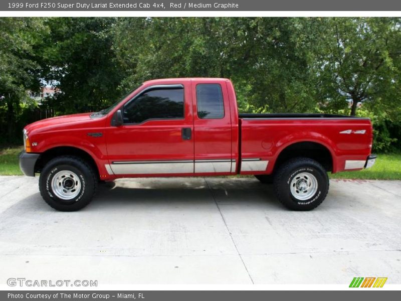 Red / Medium Graphite 1999 Ford F250 Super Duty Lariat Extended Cab 4x4