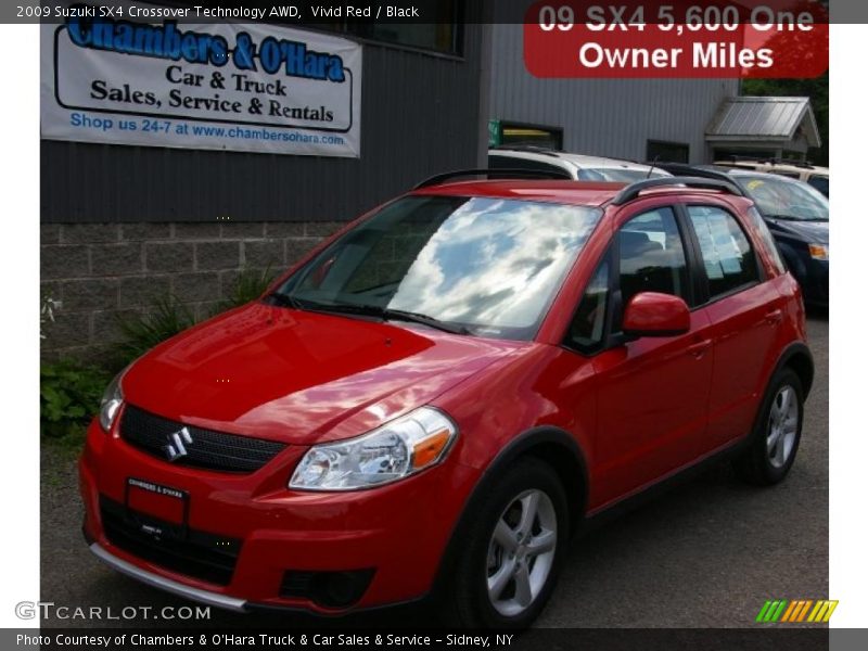 Vivid Red / Black 2009 Suzuki SX4 Crossover Technology AWD