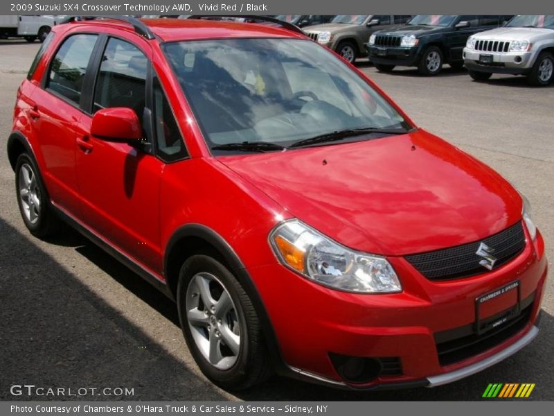 Vivid Red / Black 2009 Suzuki SX4 Crossover Technology AWD