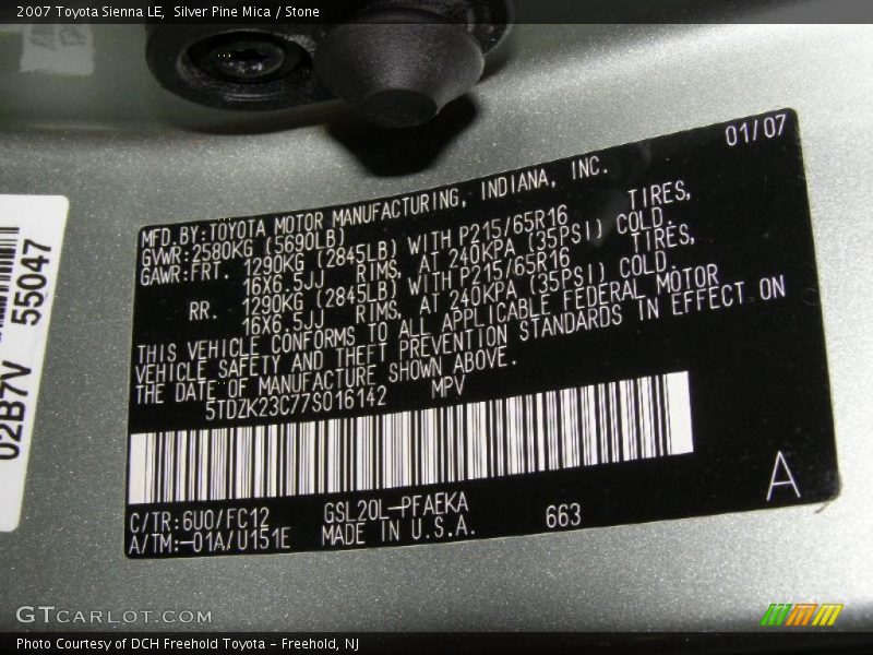 Silver Pine Mica / Stone 2007 Toyota Sienna LE