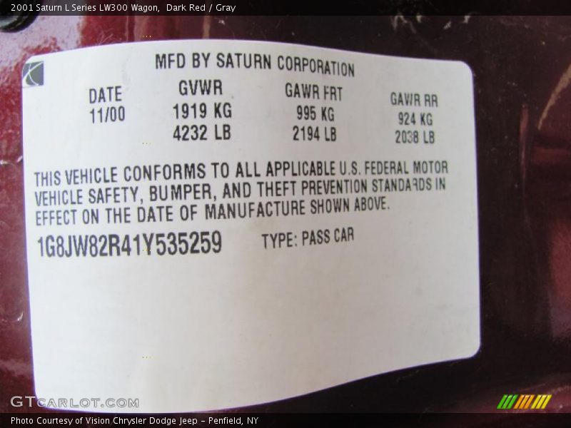 Dark Red / Gray 2001 Saturn L Series LW300 Wagon