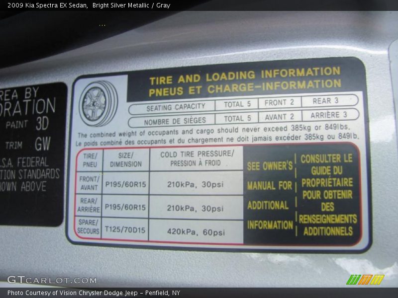 Bright Silver Metallic / Gray 2009 Kia Spectra EX Sedan