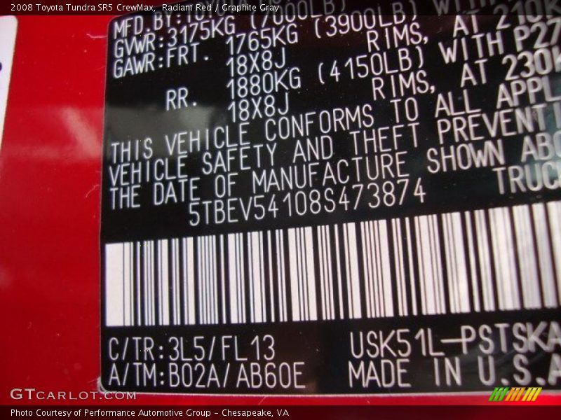 Radiant Red / Graphite Gray 2008 Toyota Tundra SR5 CrewMax