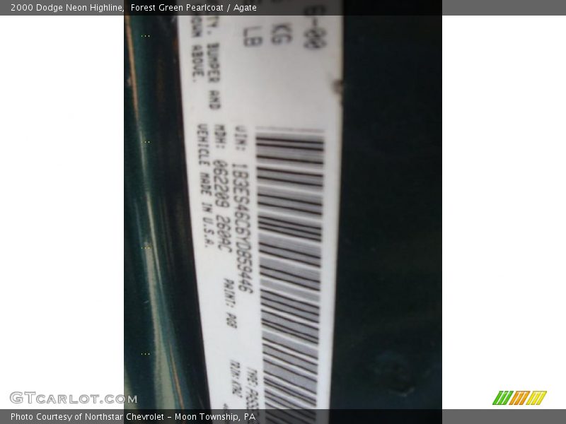 Forest Green Pearlcoat / Agate 2000 Dodge Neon Highline