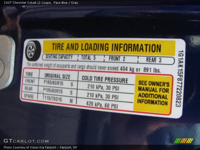 Pace Blue / Gray 2007 Chevrolet Cobalt LS Coupe