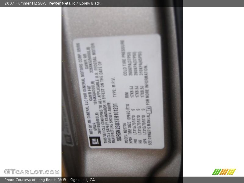 Pewter Metallic / Ebony Black 2007 Hummer H2 SUV