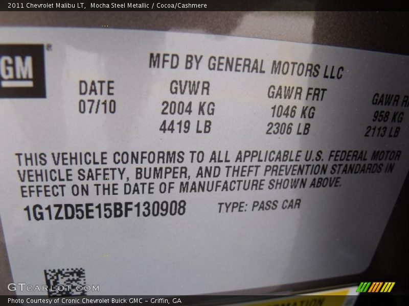 Mocha Steel Metallic / Cocoa/Cashmere 2011 Chevrolet Malibu LT