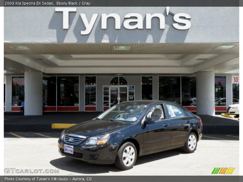 Ebony Black / Gray 2009 Kia Spectra EX Sedan