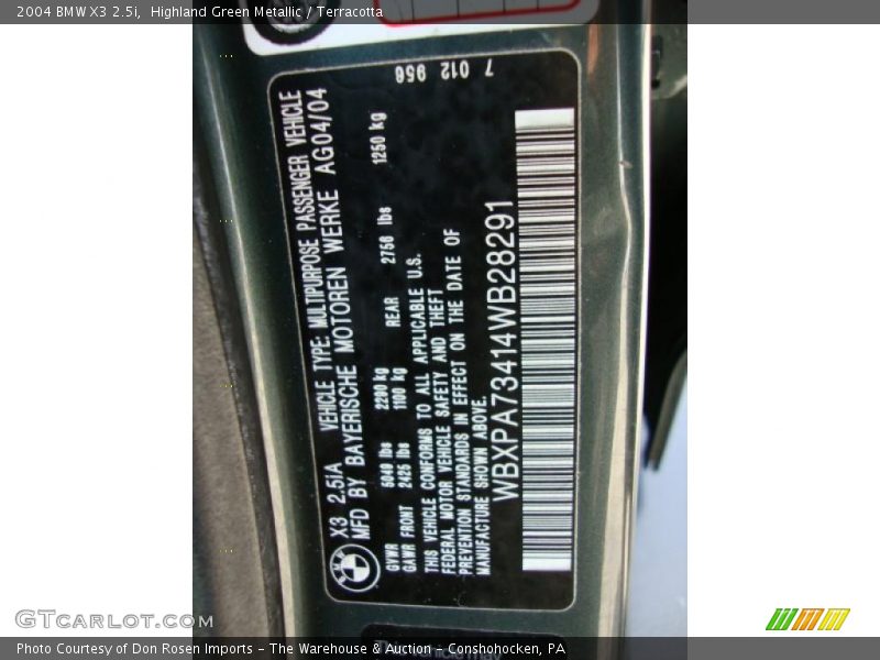 Highland Green Metallic / Terracotta 2004 BMW X3 2.5i