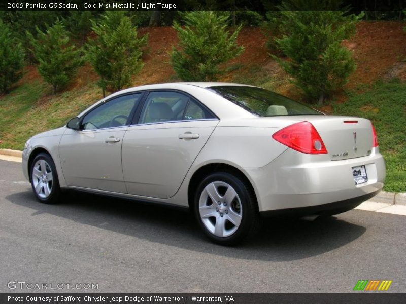 Gold Mist Metallic / Light Taupe 2009 Pontiac G6 Sedan