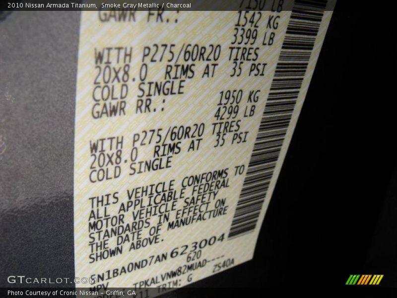 Smoke Gray Metallic / Charcoal 2010 Nissan Armada Titanium