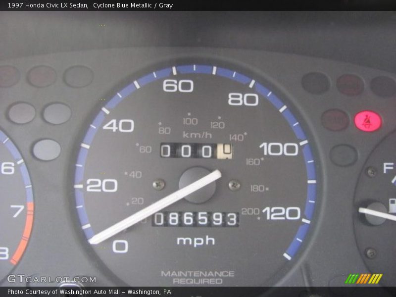 Cyclone Blue Metallic / Gray 1997 Honda Civic LX Sedan