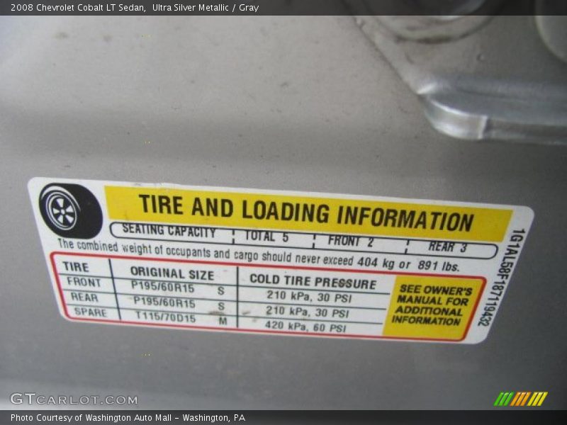 Ultra Silver Metallic / Gray 2008 Chevrolet Cobalt LT Sedan