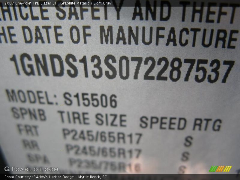 Graphite Metallic / Light Gray 2007 Chevrolet TrailBlazer LT