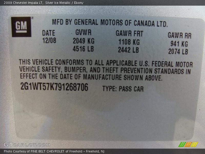 Silver Ice Metallic / Ebony 2009 Chevrolet Impala LT