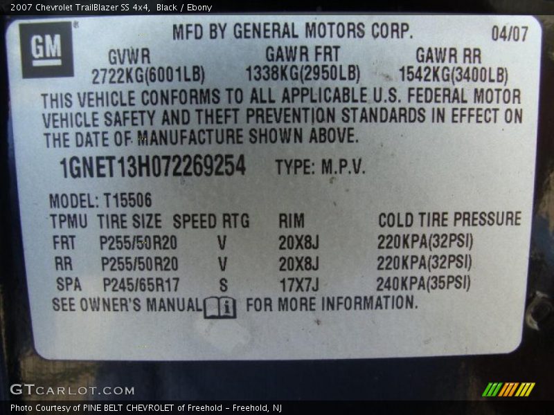 Black / Ebony 2007 Chevrolet TrailBlazer SS 4x4