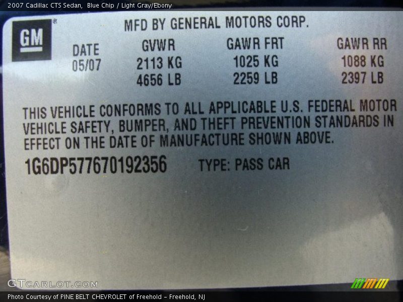 Blue Chip / Light Gray/Ebony 2007 Cadillac CTS Sedan