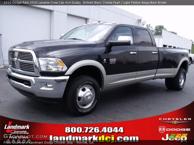 Brilliant Black Crystal Pearl / Light Pebble Beige/Bark Brown 2010 Dodge Ram 3500 Laramie Crew Cab 4x4 Dually