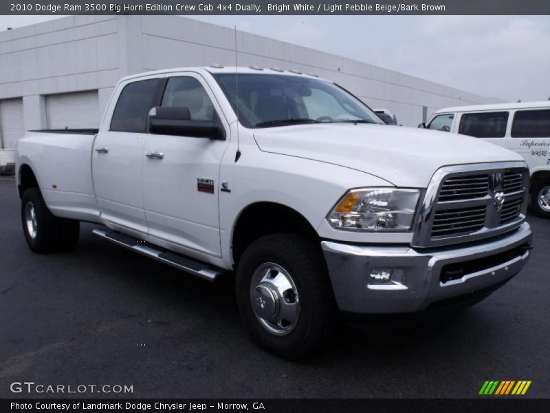 Bright White / Light Pebble Beige/Bark Brown 2010 Dodge Ram 3500 Big Horn Edition Crew Cab 4x4 Dually