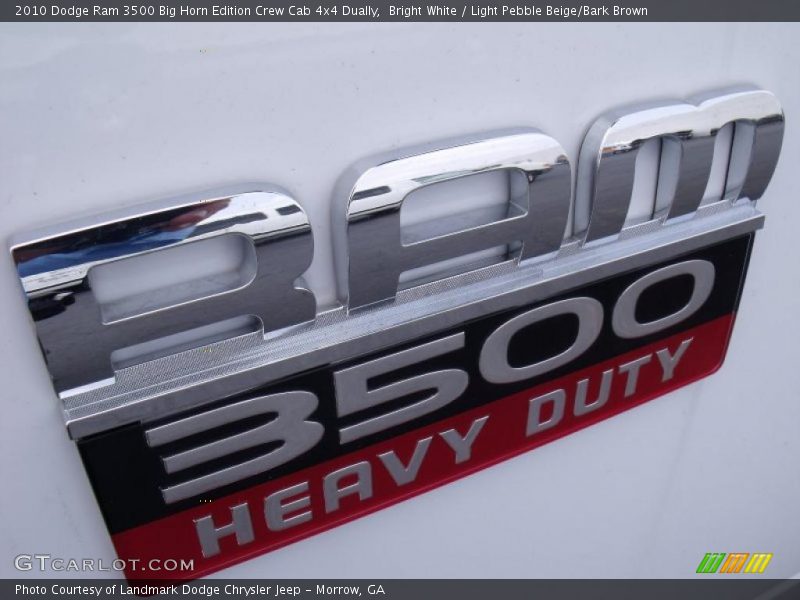 Bright White / Light Pebble Beige/Bark Brown 2010 Dodge Ram 3500 Big Horn Edition Crew Cab 4x4 Dually