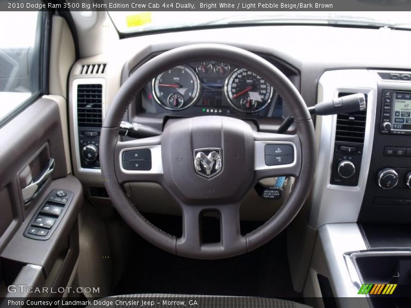 Bright White / Light Pebble Beige/Bark Brown 2010 Dodge Ram 3500 Big Horn Edition Crew Cab 4x4 Dually