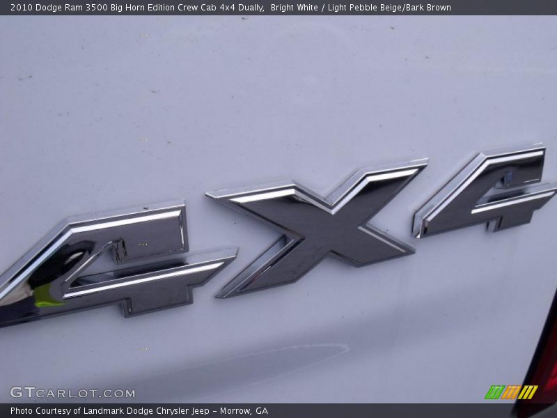 Bright White / Light Pebble Beige/Bark Brown 2010 Dodge Ram 3500 Big Horn Edition Crew Cab 4x4 Dually