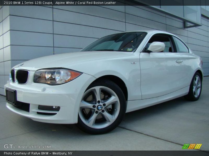 Alpine White / Coral Red Boston Leather 2010 BMW 1 Series 128i Coupe