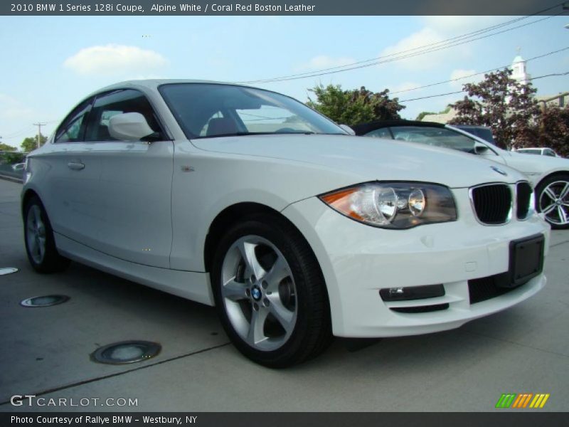 Alpine White / Coral Red Boston Leather 2010 BMW 1 Series 128i Coupe