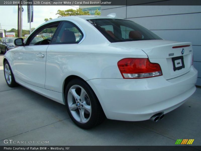 Alpine White / Coral Red Boston Leather 2010 BMW 1 Series 128i Coupe