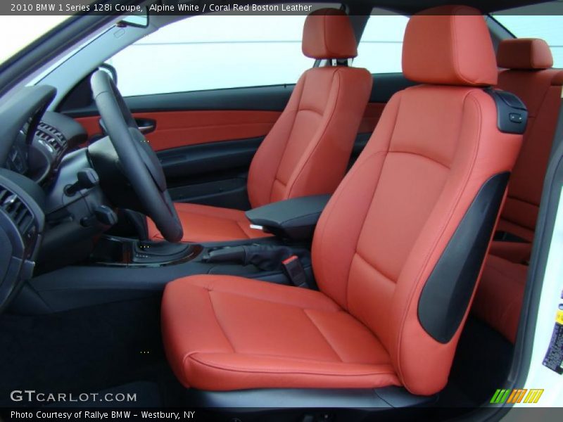 Alpine White / Coral Red Boston Leather 2010 BMW 1 Series 128i Coupe