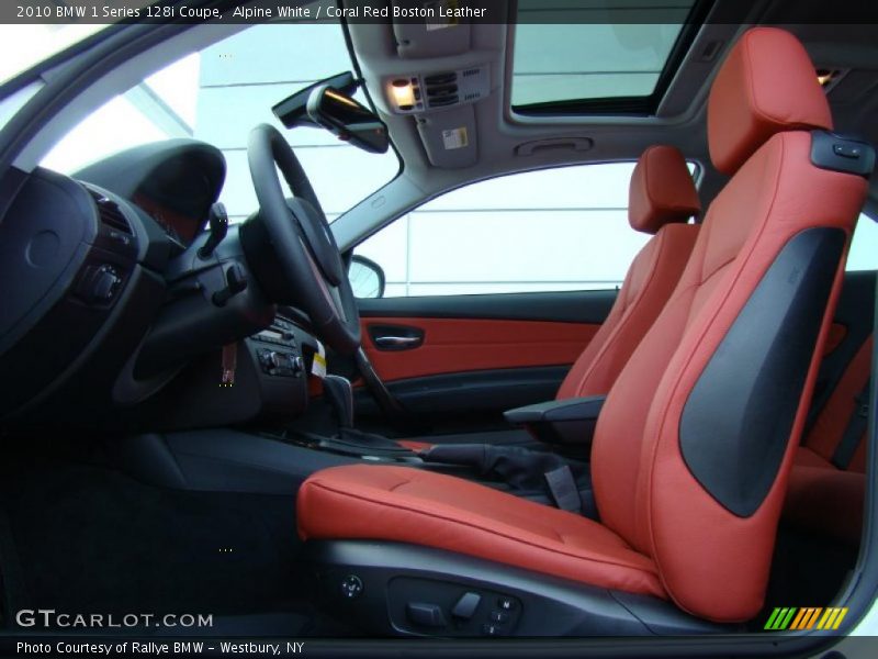 Alpine White / Coral Red Boston Leather 2010 BMW 1 Series 128i Coupe
