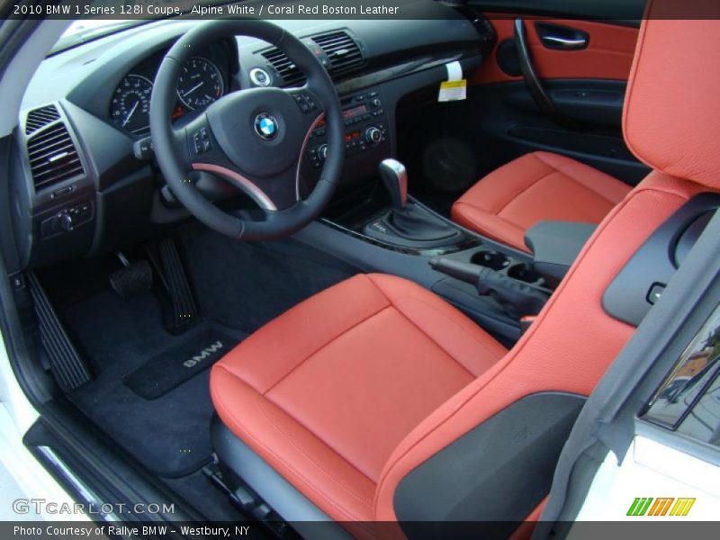 Alpine White / Coral Red Boston Leather 2010 BMW 1 Series 128i Coupe