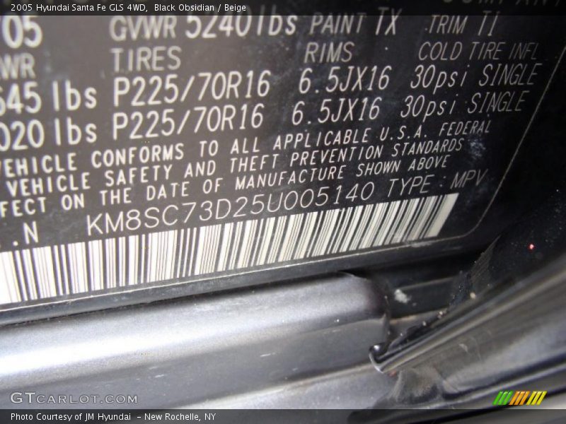 Black Obsidian / Beige 2005 Hyundai Santa Fe GLS 4WD