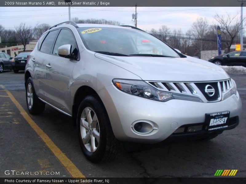 Brilliant Silver Metallic / Beige 2009 Nissan Murano S AWD