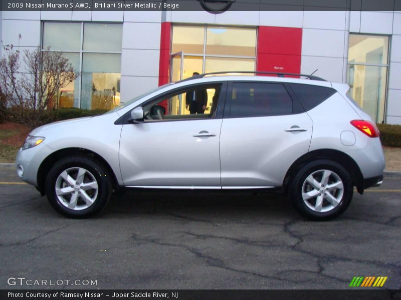 Brilliant Silver Metallic / Beige 2009 Nissan Murano S AWD
