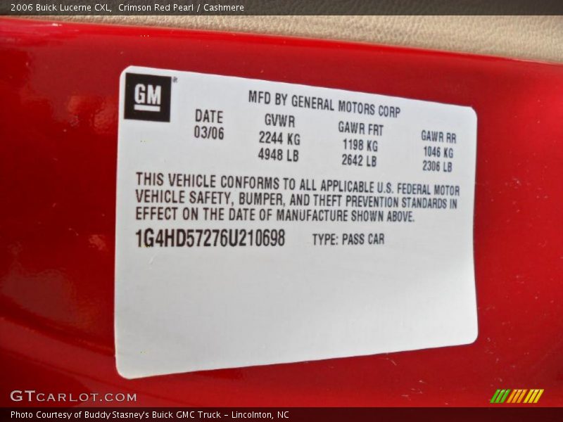 Crimson Red Pearl / Cashmere 2006 Buick Lucerne CXL