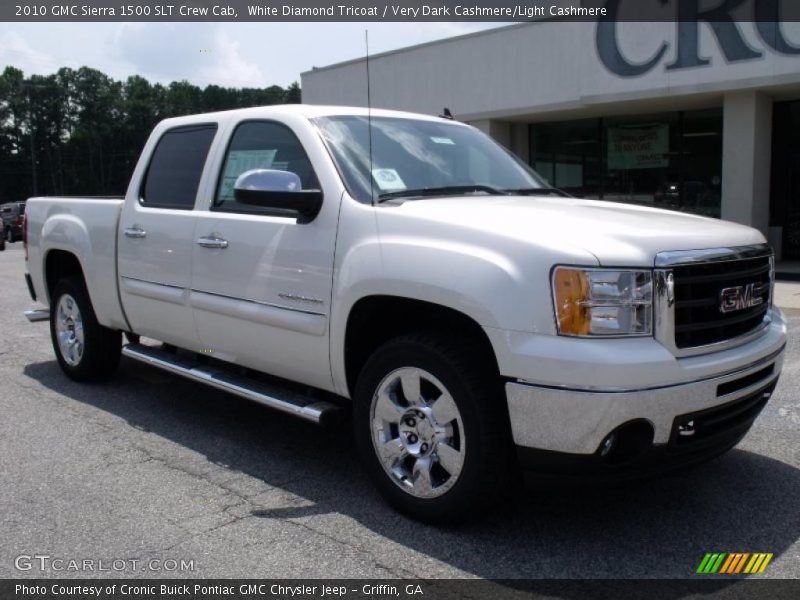 White Diamond Tricoat / Very Dark Cashmere/Light Cashmere 2010 GMC Sierra 1500 SLT Crew Cab