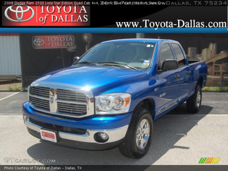 Electric Blue Pearl / Medium Slate Gray 2008 Dodge Ram 1500 Lone Star Edition Quad Cab 4x4