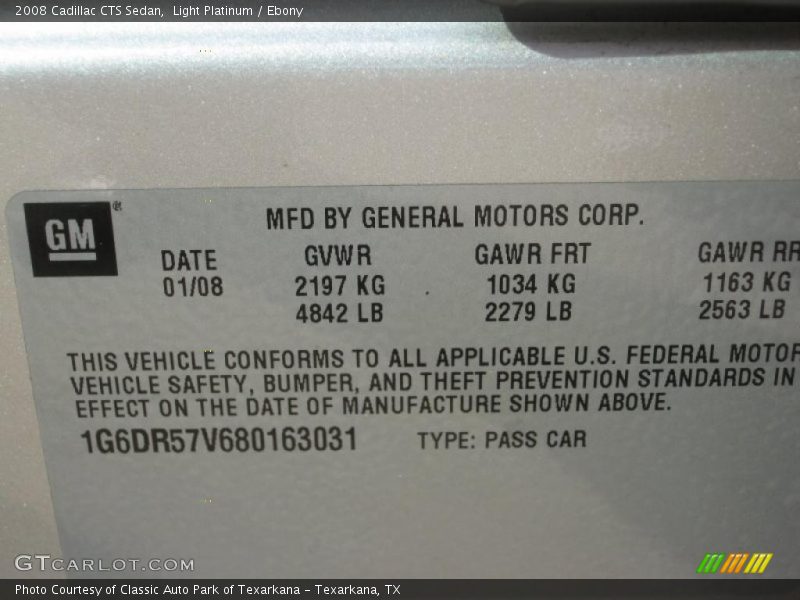 Light Platinum / Ebony 2008 Cadillac CTS Sedan