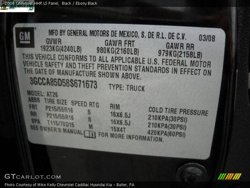 Black / Ebony Black 2008 Chevrolet HHR LS Panel