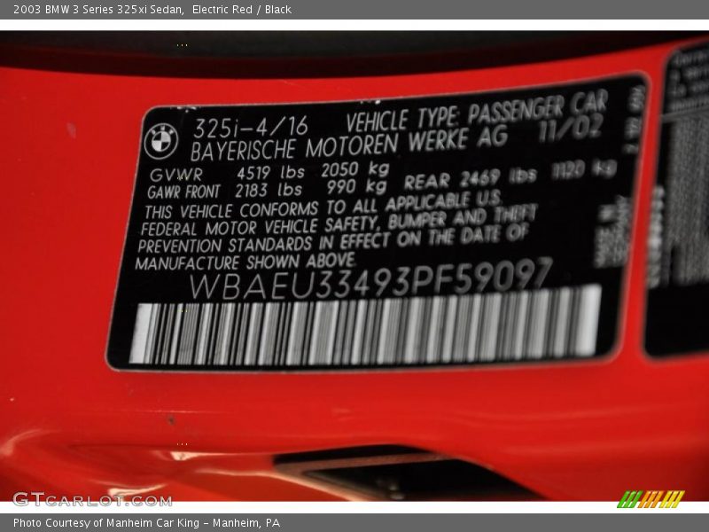 Electric Red / Black 2003 BMW 3 Series 325xi Sedan
