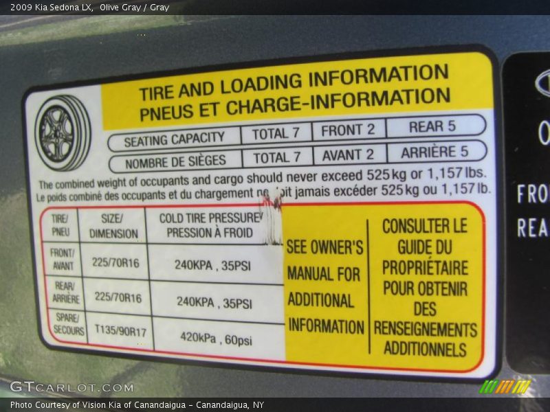 Olive Gray / Gray 2009 Kia Sedona LX