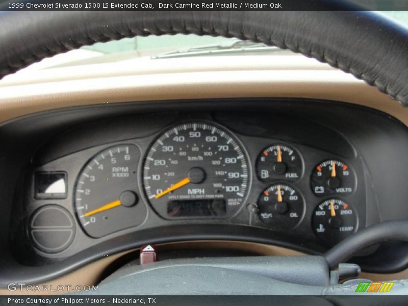 Dark Carmine Red Metallic / Medium Oak 1999 Chevrolet Silverado 1500 LS Extended Cab