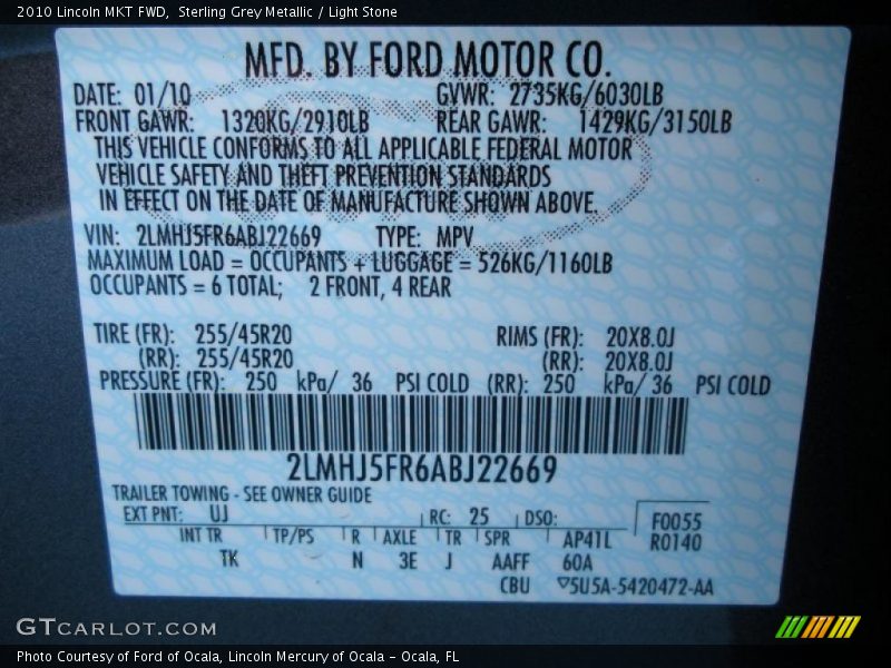 Sterling Grey Metallic / Light Stone 2010 Lincoln MKT FWD