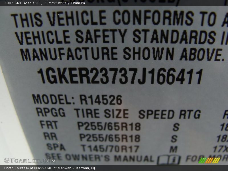 Summit White / Titanium 2007 GMC Acadia SLT