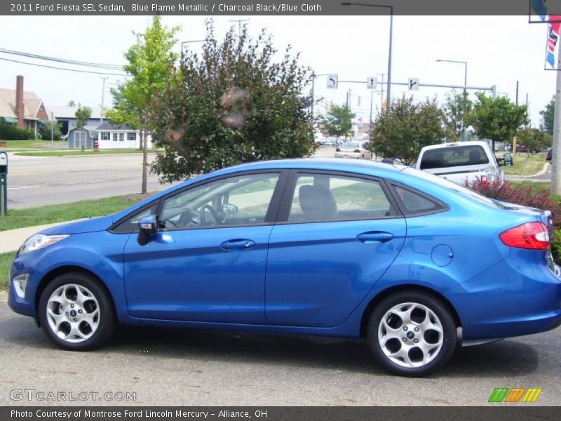 Blue Flame Metallic / Charcoal Black/Blue Cloth 2011 Ford Fiesta SEL Sedan