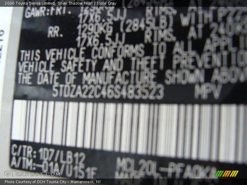 Silver Shadow Pearl / Stone Gray 2006 Toyota Sienna Limited